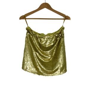 By Anthropologie Women’s Size Small Gold Sequin Strapless Glam Tube Top NWT